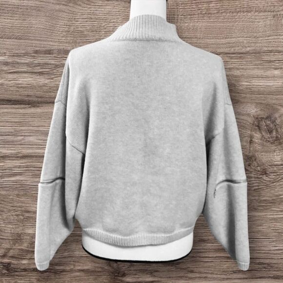 Asilio Fierce Warrior 100% Cotton Knit Zipp Detail Sleeves Sweater in Gray Large - Picture 4 of 10